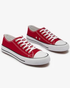 Trampki^Royalfashion Czerwone damskie klasyczne sznurowane trampki Ogisa czerwony