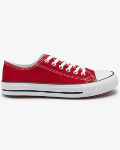 Trampki^Royalfashion Czerwone damskie klasyczne sznurowane trampki Ogisa czerwony