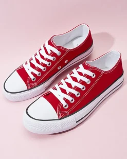 Trampki^Royalfashion Czerwone damskie klasyczne sznurowane trampki Ogisa czerwony