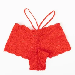 Brazyliany^Royalfashion Czerwone koronkowe brazyliany