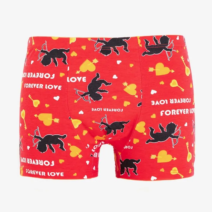 Majtki^Royalfashion Czerwone męskie bokserki z printem czerwony