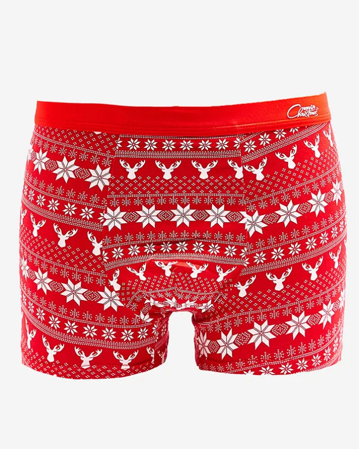 Majtki^Royalfashion Czerwone męskie bokserki świąteczne