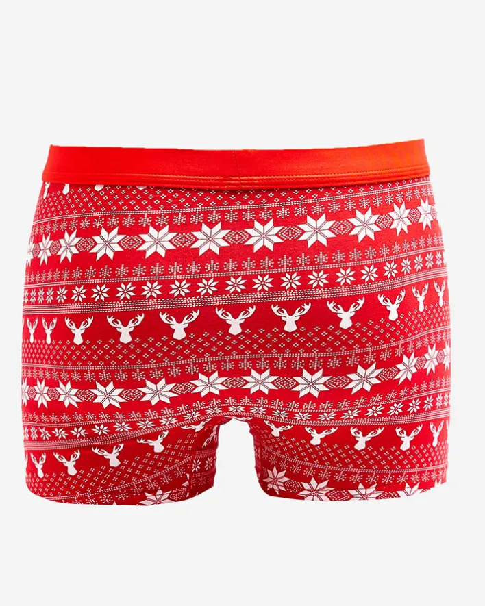 Majtki^Royalfashion Czerwone męskie bokserki świąteczne