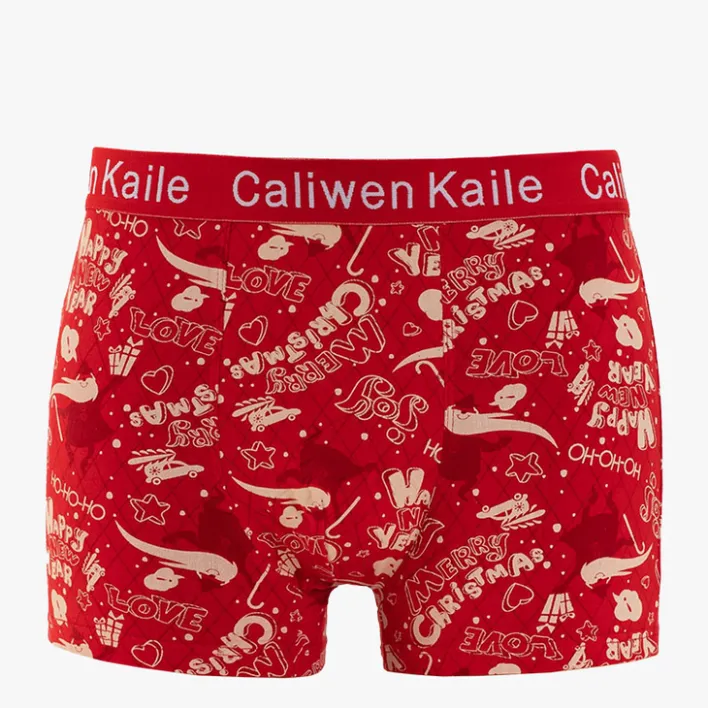 Majtki^Royalfashion Czerwone świąteczne bokserki męskie