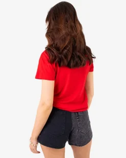 Bluzki / Koszule / Koszulki^Royalfashion damski t-shirt z cekinami i napisami czerwony