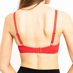 Codzienne^Royalfashion usztywniany biustonosz z koronką czerwony