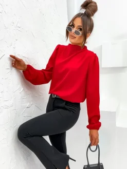 Bluzki / Koszule / Koszulki^Royalfashion Damska bluzka ze stójką czerwony