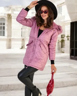 Kurtki / Marynarki / Płaszcze^Royalfashion Damska dwustronna kurtka w kolorze m różowy