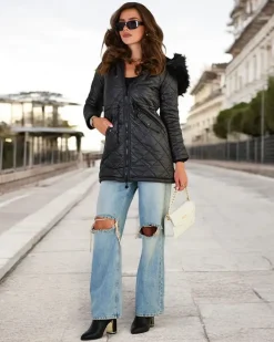 Kurtki / Marynarki / Płaszcze^Royalfashion Damska dwustronna kurtka w kolorze m czarny