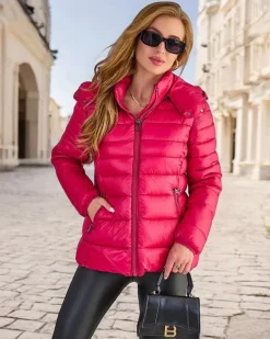 Kurtki / Marynarki / Płaszcze^Royalfashion damska kurtka zimowa pikowana ciemnoróżowy