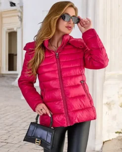 Kurtki / Marynarki / Płaszcze^Royalfashion damska kurtka zimowa pikowana ciemnoróżowy