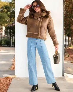 Kurtki / Marynarki / Płaszcze^Royalfashion Damska kurtka typu biker brązowy