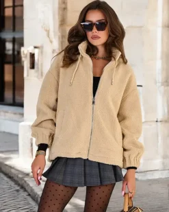 Kurtki / Marynarki / Płaszcze^Royalfashion Damska kurtka a'la kożuszek beżowy