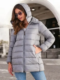 Kurtki / Marynarki / Płaszcze^Royalfashion Damska kurtka zimowa pikowana gołębi szary