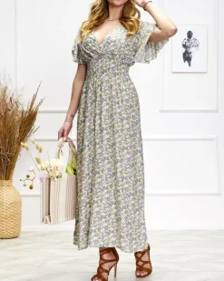 Sukienki Letnie|Sukienki Długie^Royalfashion Damska kwiecista sukienka midi w m kolorze fioletowy