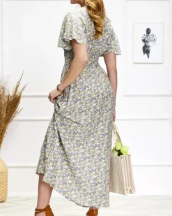 Sukienki Letnie|Sukienki Długie^Royalfashion Damska kwiecista sukienka midi w m kolorze fioletowy