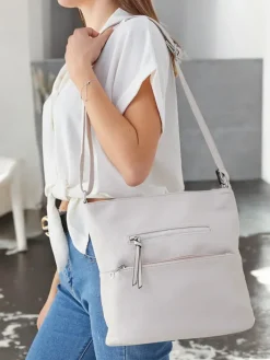 Małe Torebki^Royalfashion Damska mała torebka z eko skóry Jasny beż