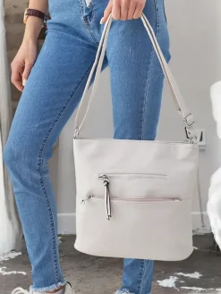 Małe Torebki^Royalfashion Damska mała torebka z eko skóry Jasny beż