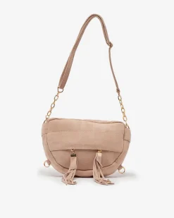 Małe Torebki^Royalfashion Damska półokrągła torebka w małym rozmiarze beżowy