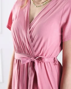 Sukienki Letnie|Sukienki Długie^Royalfashion Damska różowa długa sukienka z rozcięciem różowy