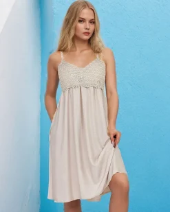 Sukienki Długie^Royalfashion Damska sukienka midi beżowy