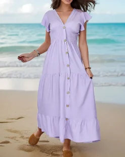 Sukienki Letnie^Royalfashion Damska sukienka do kolan fioletowy