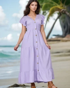 Sukienki Letnie^Royalfashion Damska sukienka do kolan fioletowy