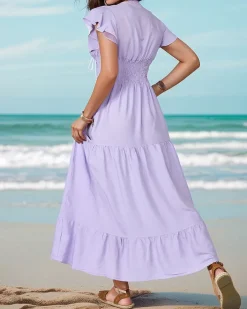 Sukienki Letnie^Royalfashion Damska sukienka do kolan fioletowy