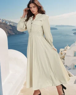 Sukienki Długie^Royalfashion Damska sukienka midi beżowy