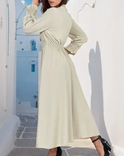 Sukienki Długie^Royalfashion Damska sukienka midi beżowy