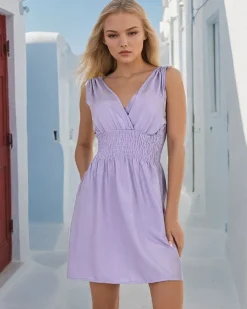 Sukienki Krótkie^Royalfashion Damska sukienka mini na ramiączkach fioletowy