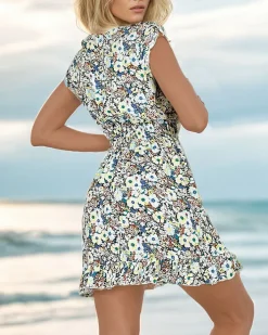 Sukienki Letnie^Royalfashion Damska sukienka w kwiaty Wielokolorowe