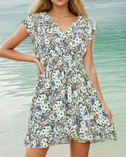 Sukienki Letnie^Royalfashion Damska sukienka w kwiaty Wielokolorowe