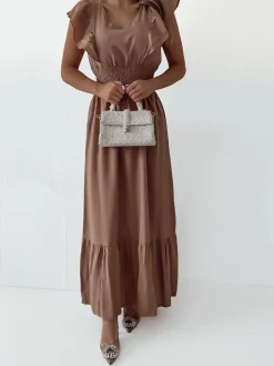 Sukienki Długie^Royalfashion Damska sukienka midi brązowy