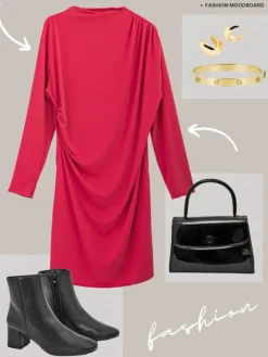 Sukienki Krótkie^Royalfashion Damska sukienka tkaninowa Fuksjowy