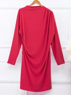 Sukienki Krótkie^Royalfashion Damska sukienka tkaninowa Fuksjowy