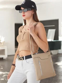 Małe Torebki^Royalfashion Damska torebka mała z eko skóry jasny brązowy