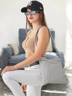 Małe Torebki^Royalfashion Damska torebka mała z eko skóry Jasny szary