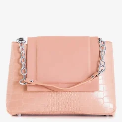 Małe Torebki^Royalfashion Damska torebka ze zwierzęcym tłoczeniem w kolorze nude Jasnoróżowy