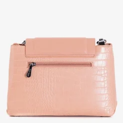 Małe Torebki^Royalfashion Damska torebka ze zwierzęcym tłoczeniem w kolorze nude Jasnoróżowy