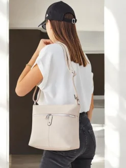 Małe Torebki^Royalfashion Damska torebka mała z eko skóry beżowy