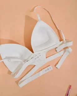 Codzienne^Royalfashion Damski biustonosz z ozdobnymi paseczkami biały