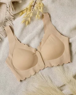 Sportowe^Royalfashion Damski biustonosz sportowy beżowy