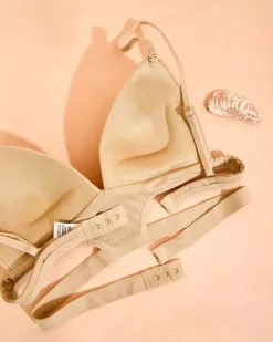 Codzienne^Royalfashion Damski biustonosz z ozdobnymi paseczkami beżowy