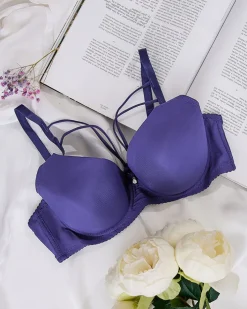 Codzienne^Royalfashion Damski biustonosz z ozdobnymi paseczkami Granatowy