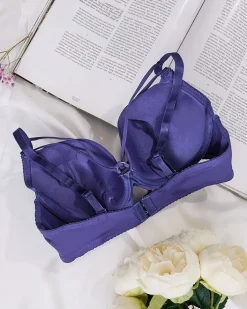 Codzienne^Royalfashion Damski biustonosz z ozdobnymi paseczkami Granatowy