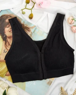 Sportowe^Royalfashion Damski biustonosz sportowy prążkowany fioletowy