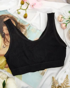 Sportowe^Royalfashion Damski biustonosz sportowy prążkowany fioletowy