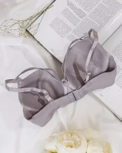 Codzienne^Royalfashion Damski biustonosz z ozdobnymi paseczkami gołębi szary