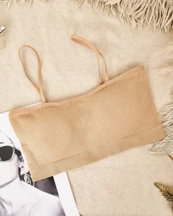 Sportowe^Royalfashion Damski biustonosz sportowy beżowy